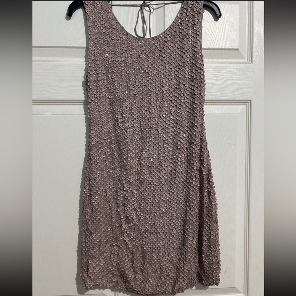 Alice + Olivia Dusty Rose Sequin Dress Size 4 100% Silk Base See Pics